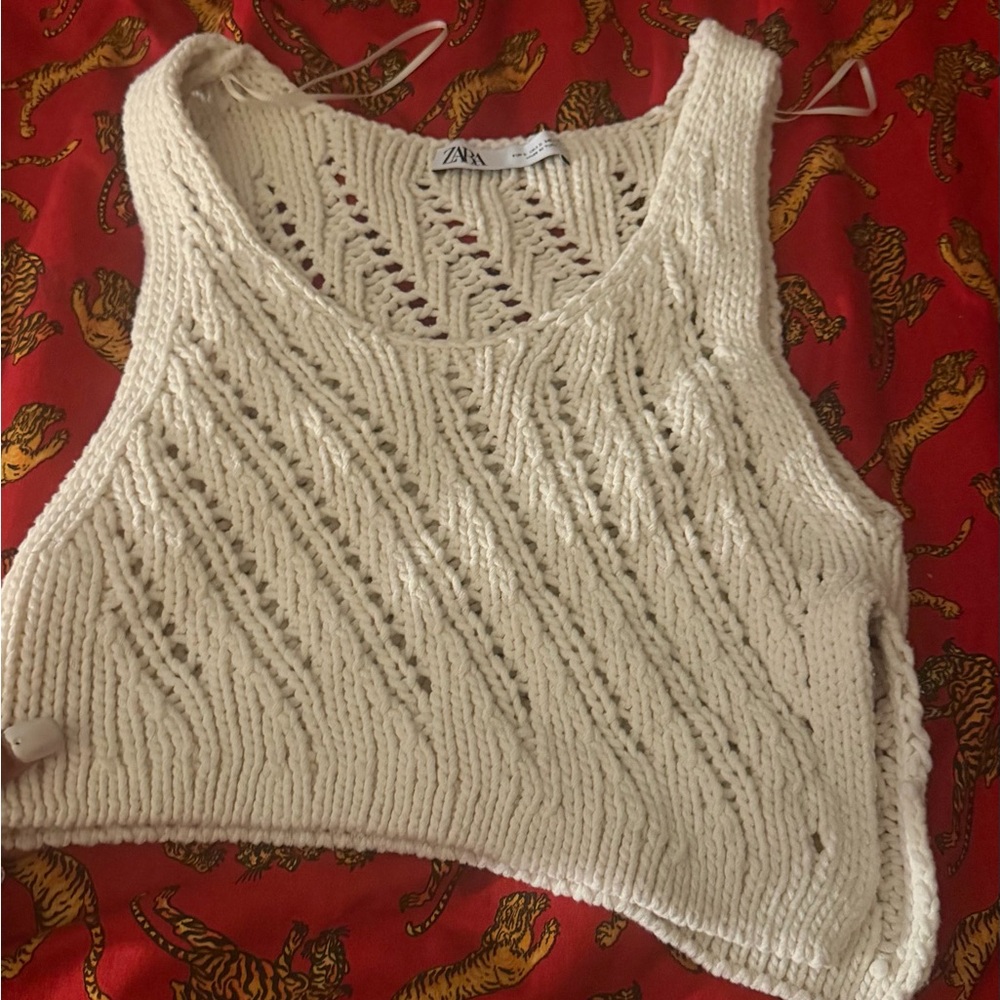 Zara Cream Knit Crop Top